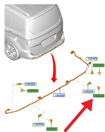 KOSZYK CZUJNIKA PARKOWANIA TYŁ FORD OE COURIER 2014- ET76-15D851-AAXUAA