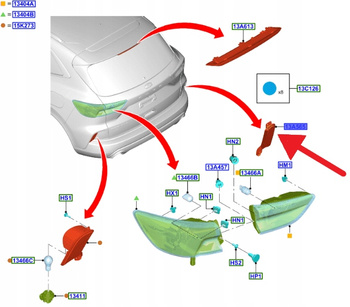 ODBLASK ZDERZAKA LEWY TYŁ FORD KUGA 2020- 2711892 _ LV4B-13B415-AD