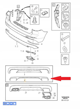 Listwa zderzaka tył Volvo XC60 (18-) OE 31449268