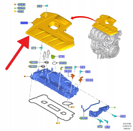 OSŁONA SILNIKA GÓRNA 2.3 EB FORD FOCUS Mk4 2019- 2396285 _ KX6E-6A949-BB