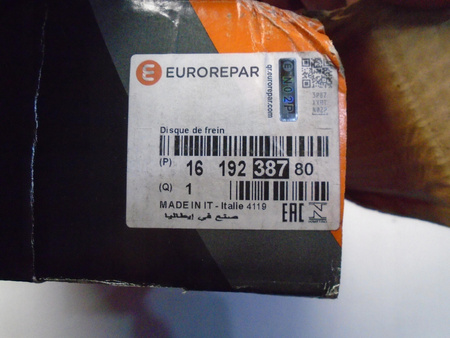 Eurorepar tylna tarcza hamulcowa z piastą Citroen 1619238780