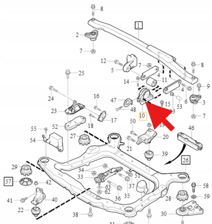 TYLNA GÓRNA PODUSZKA SILNIKA 2.4 D5 VOLVO XC90 2003- V70 S60 OE 30741583