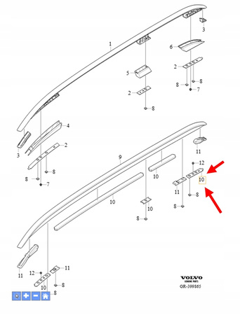 USZCZELKI LEWEGO RELINGU DACHU VOLVO XC90 2016- OEM/OE 31416884