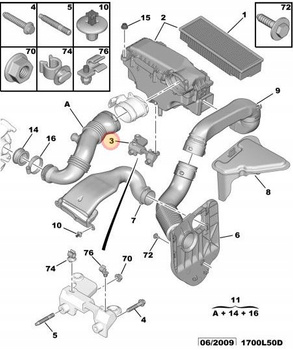 WSPORNIK OBUDOWY FILTRA POWIETRZA CITROEN C2 C3 C4 C5 BERLINGO OE 1436S4