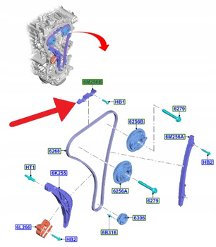 PROWADNICA ŁAŃCUCHA 1.5L EB FORD FOCUS KUGA 2020- 2250952 _ HX7G-6M256-BA
