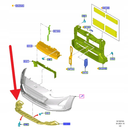 OSŁONA DOLNA ZDERZAKA PRZÓD FORD FOCUS 2018- OE 2199074 _ JX7B-8B384-DB