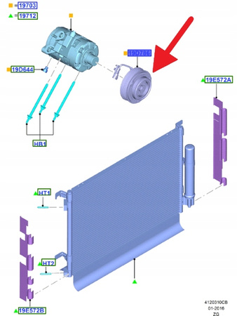 SPRZĘGŁO SPRĘŻARKI 5.0 FORD MUSTANG Mk6 2015- OE 2026261 _ FR3B-19D649-BB