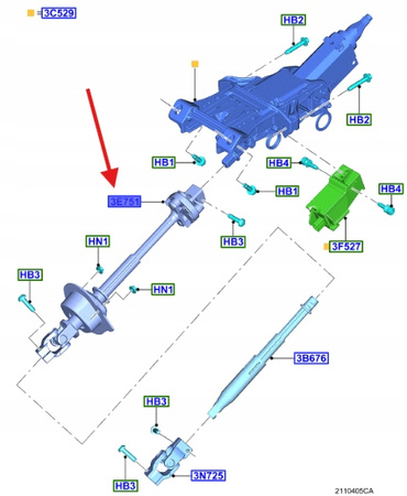 ŁĄCZNIK KOLUMNY KIEROWNICZEJ FORD MUSTANG 2021- 2569625 _ MR3V-3E751-AB