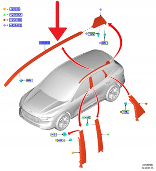 LISTWA DACHU LEWA FORD KUGA ESCAPE 2020- 2701438 _ LJ6B-S50463-AG5YZ9