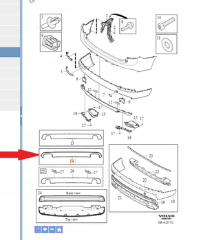 Dokładka zderzaka tył Volvo XC90 (16-) OE 31353394