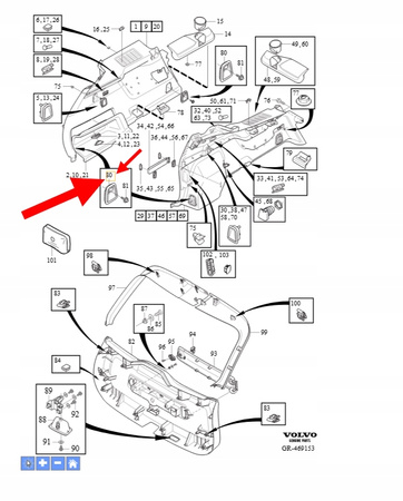 UCHWYT OCZKO SIATKI BAGAŻNIKA VOLVO XC90 2016- V90 2017-OEM/OE 31462873