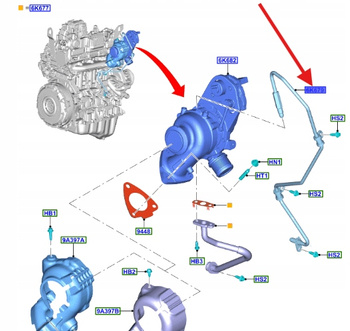 PRZEWÓD ZASILAJĄCY OLEJ TURBINY TRANSIT 2.0 Ecoblue 2361354 _ KK3Q-6K679-BA