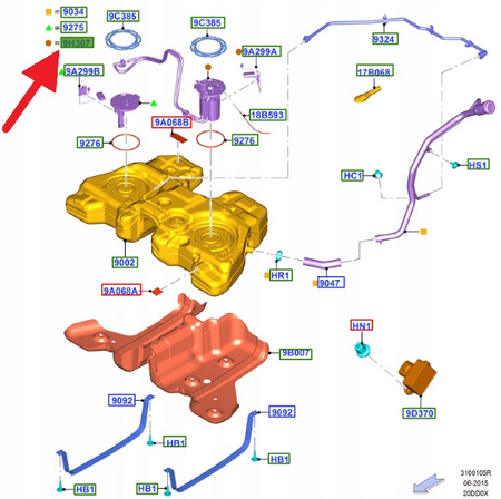 POMPA PALIWA CZUJNIK FORD EDGE SMAX GALAXY 2015- OE 2270893 _ E1G3-9H307-AE