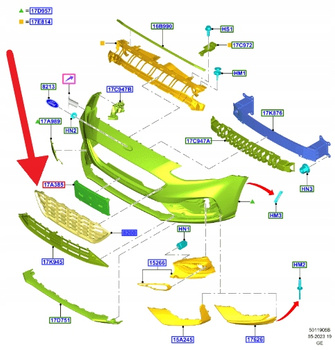 KRATKA CHŁODNICY GRILL PRZÓD FORD FOCUS 2018- 2401485 _ KX7B-8200-S1C5JN6