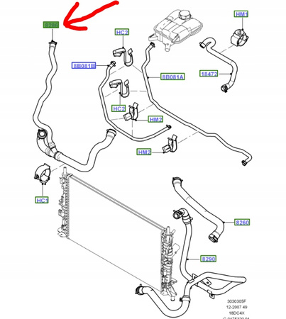 PRZEWÓD CHŁODNICY DOLNY FORD FOCUS Mk2 C-MAX Mk1 2005-2010 1.8 TDCI _1386712_3M5H-8286-MD