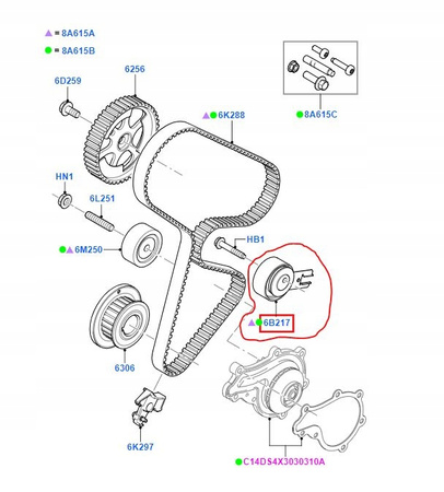 KOŁO PASOWE NAPINAJĄCE 1.4 TDCi FIESTA Mk7 Mk6_1562503_2S6Q-6B217-AE