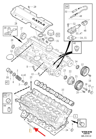 USZCZELKA WAŁKA ROZRZĄDU 2.0 2.3 2.4 B5 VOLVO S60 V70 2001- S80 OE 9443310
