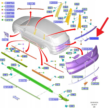 UCHWYT MOCOWANIE KAMERY TYŁ FORD S-MAX 2015- OE 1923337 _ EM2B-R435A10-BA