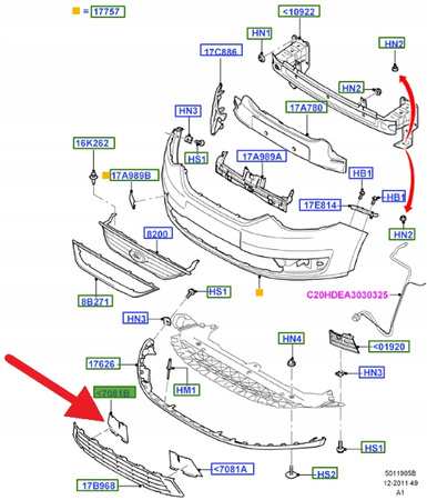 ZAŚLEPKA ATRAPY ZDERZAKA PRAWY DÓŁ GALAXY 2006- 15 1458670 _ 6M21-7081-AC