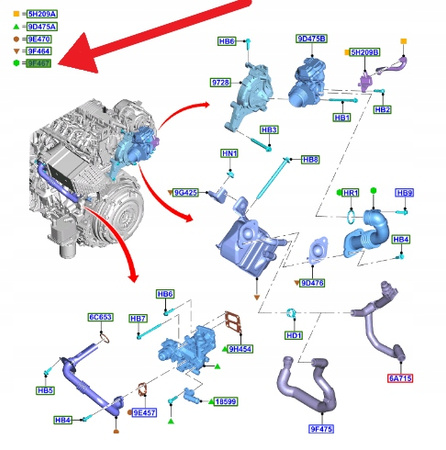 RURA ZAWORU EGR 2.0 ECOBLUE FORD GALAXY EDGE FOCUS 2303403 _ HG9Q-9F467-AA