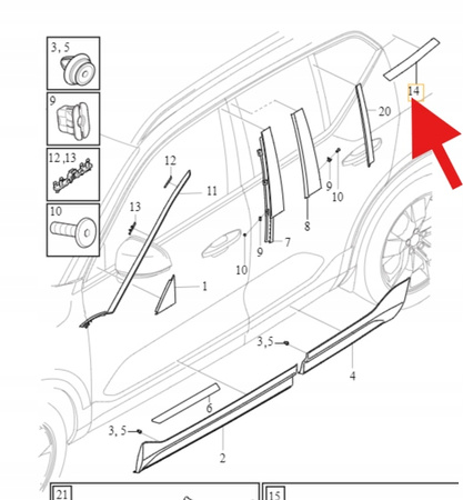 LEWA LISTWA SŁUPKA D VOLVO XC40 EX40 2018- OE 31463686