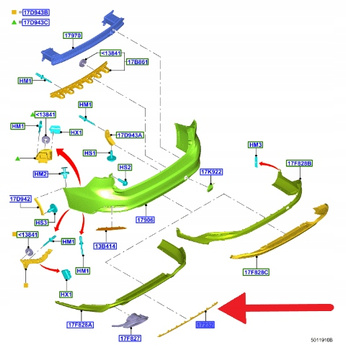 LISTWA ZDERZAKA TYŁ FORD FOCUS KOMBI 2018- OE 2344783 _ JX7B-17F010-XASMA4