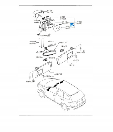 Korpus lewy lusterka zewnętrznego - Mazda CX-7_EH6769181A