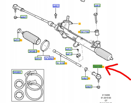 KOŃCÓWKA DRĄŻKA KIEROWNICZEGO FORD TRANSIT CONNECT 2002-2013 _4381840_2T14-3289-AA