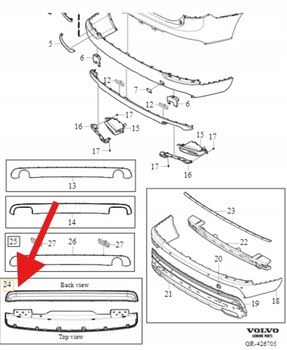 LISTWA SPOILER DYFUZOR ZDERZAKA TYŁ VOLVO X90 2016- R-DESIGN OE 39844802