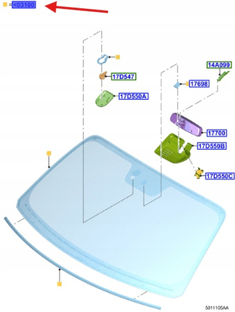 SZYBA PRZÓD FORD MUSTANG MK6 2017- OE 2553626 _ JR3B-6303100-BH