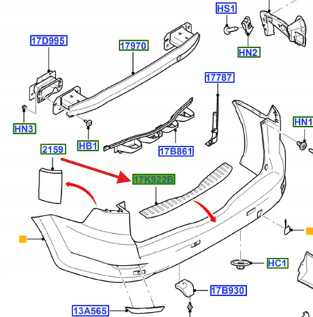 LISTWA CHROM ZDERZAKA TYŁ FORD MONDEO 2007- 1704114 _ BS71-17C979-AB