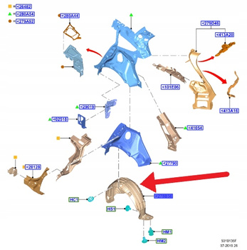 NADKOLE LEWY TYŁ FORD FOCUS KOMBI 2018- OE 2430832 _ JX7B-N278B51-AE