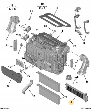 Opornik nagrzewnicy Citroen OE 9809015580