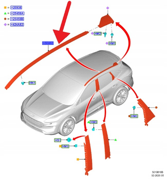 LISTWA DACHU PRAWA FORD KUGA ESCAPE 2020- 2701437 _ LJ6B-S50462-AG5YZ9