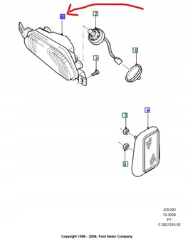 LAMPA PRZECIWMGIELNA PRAWY PRZÓD FORD TRANSIT Mk5 ESCORT _4395813_YC15-15K201-AD