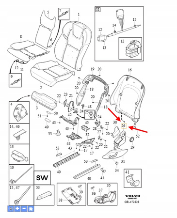 OSŁONA FOTELA LEWY PRZÓD VOLVO XC90 2016- V90 S90 OEM/OE 39831634