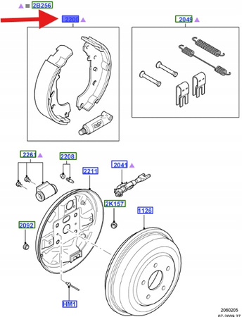 OKŁADZINY HAMULCOWE TYŁ FORD TRANSIIT CONNECT 2002- 1511233 _ 2T1J-2200-AB