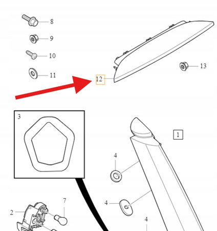LAMPA TRZECIE ŚWIATŁO STOPU VOLVO V60 2011- OE 31335111