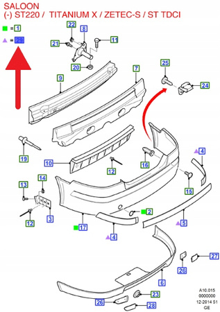 LISTWA ZDERZAKA TYLNEGO FORD MONDEO 2000- OE 1426040 _ 3S71-17F968-DA