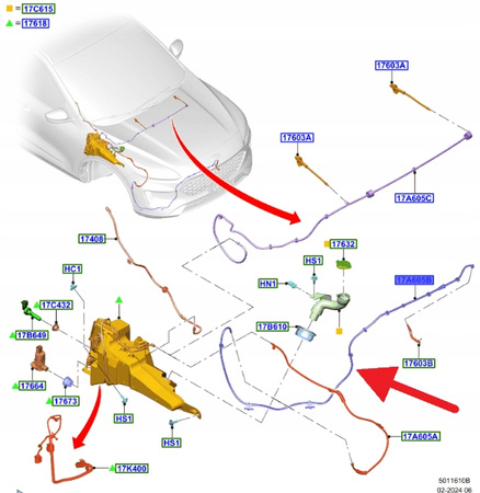 PRZEWÓD SPRYSKIWACZY KAMERY PRZÓD KUGA 2020- OE 2471330 _ LJ6B-17K646-SA