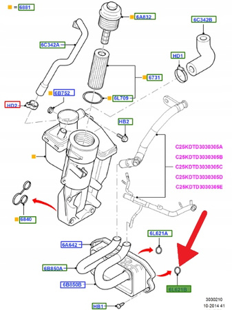 ORING CHODNICY OLEJU 2.5 DURATEC FOCUS MONDEO OE 1371335 _ 6M5G-6L621-AA