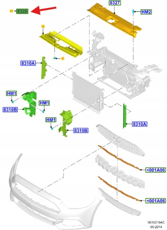 KIEROWNICA POWIETRZA GÓRNA FORD MUSTANG 2015- 2017 5331563 _ FR3B-8N301-AD