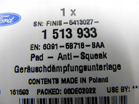 PODKŁADKA SPRĘŻYNY TYŁ S-MAX Mk1 GALAXY Mk3 MONDEO  Mk4 _ 1513933 _ 6G91-5B718-BAA