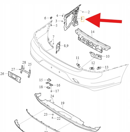 WSPORNIK MOCOWANIE ZDERZAKA LEWY TYŁ VOLVO S90 2021- OE 31425063