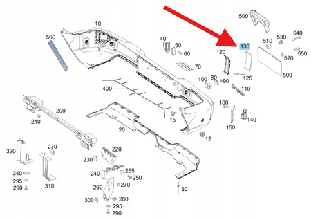 OSŁONA ZAŚLEPKA ZDERZAKA TYŁ MERCEDES G W463 OE A4638803702