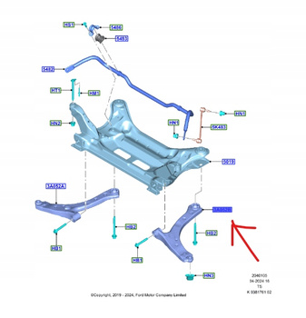 WAHACZ PRZÓD LEWA STRONA FORD TRANSIT MK8 2385105 _ KK21-3A053-AE