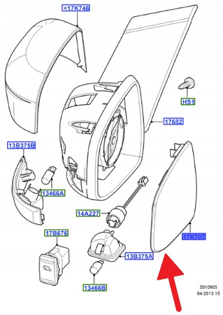 PRAWY WKŁAD SZKŁO LUSTERKA FORD FOCUS 08- 2011- OE 1746416 _ BS71-17K740-FA