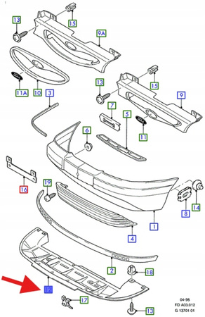 OSŁONA DOLNA ZDERZAKA PRZÓD MONDEO 1993- 1996 OE 1020159 _ 93BG-8B384-AN