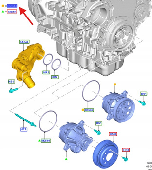 POMPA WODY 2.0L Ecoblue FORD RANGER MK5 2019- 2618160 _ JB3Q-8501-AC