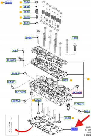 USZCZELKA GŁOWICY CYLINDRÓW 1.4 TDCI FIESTA 2001- OE 1146050 _ 2S6Q-6051-BA
